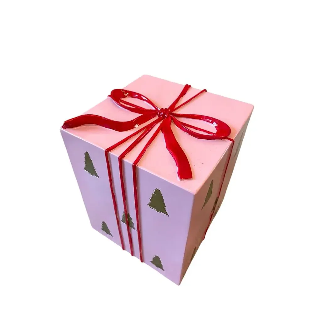 34th & Pine Pink Christmas Present Red Bow Outdoor Safe Holiday Decor New